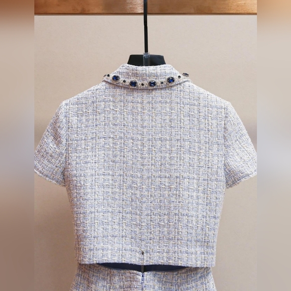 Self-Portrait Diamanté-Embellished Bouclé Minidress Size 2 - Picture 6 of 10